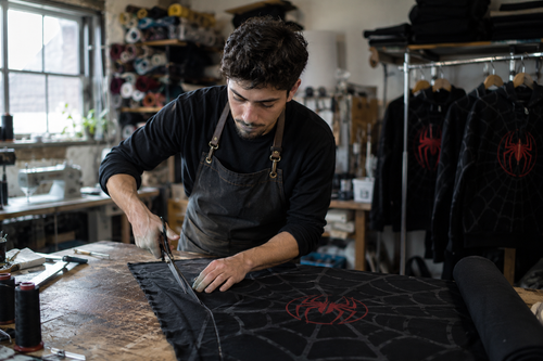 Sam cutting an air-layer panel by hand
